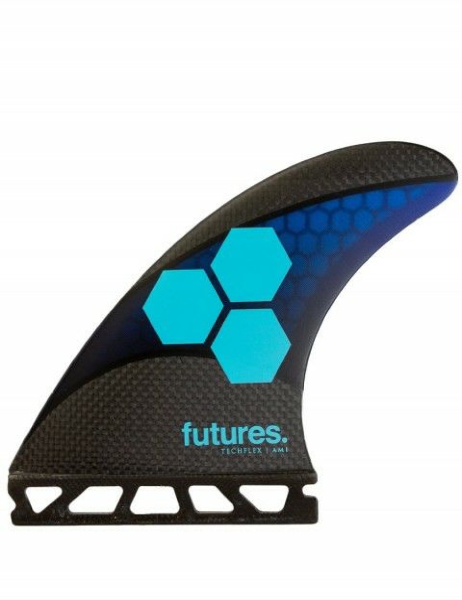 New * Bargain Sale Futures Am1 Techflex Tri Fins Large Blue/Cyan