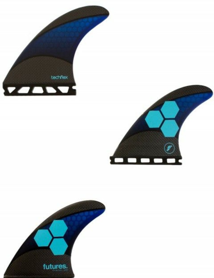 New * Bargain Sale Futures Am1 Techflex Tri Fins Large Blue/Cyan