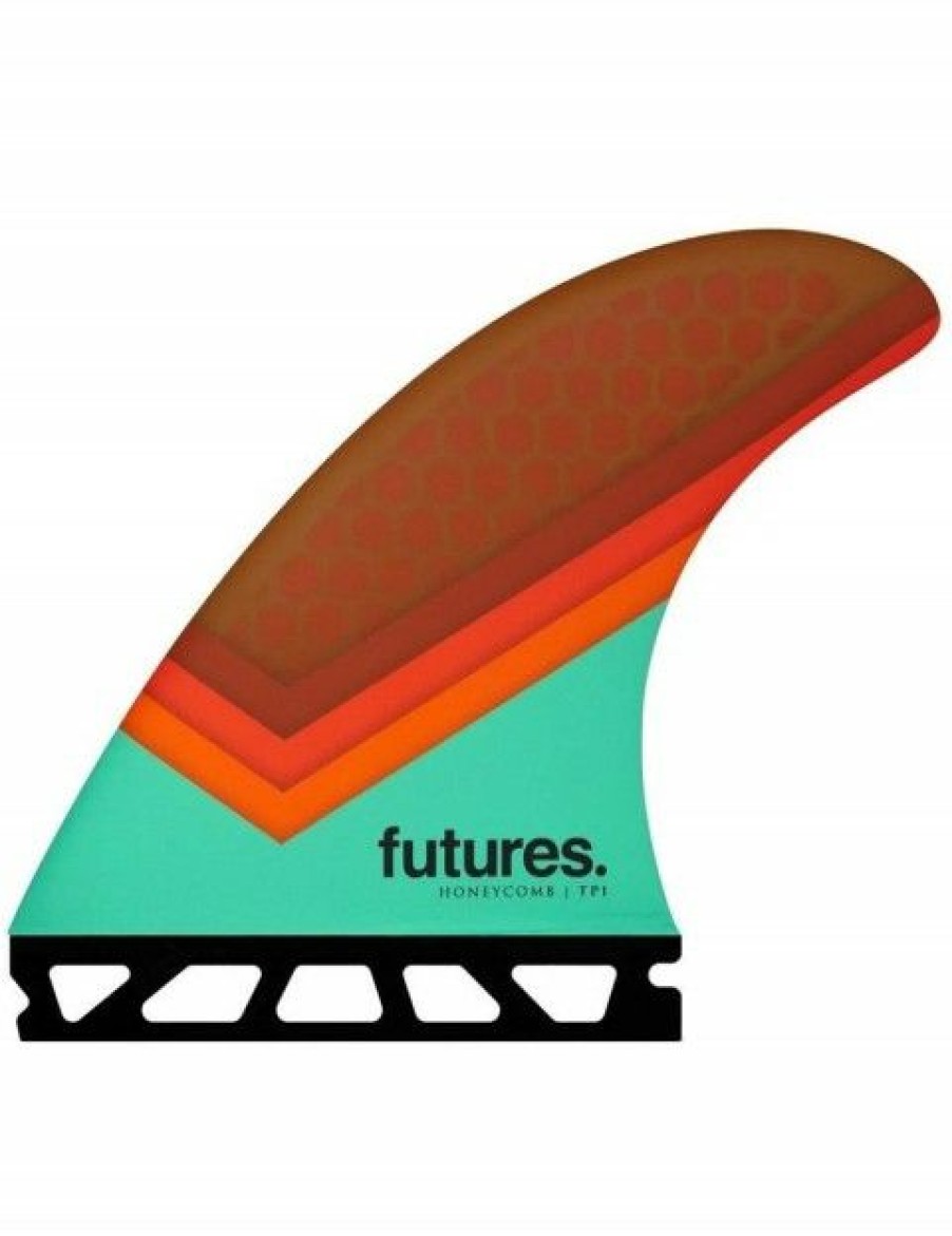 Clearance * Fire Sale Futures Tp1 Tri Fins Large Teal/Orange Brown