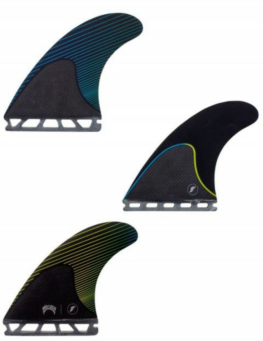 New * Typical Style Futures Mayhem Fibreglass/Carbon Tri Fins Medium Yellow/Blue