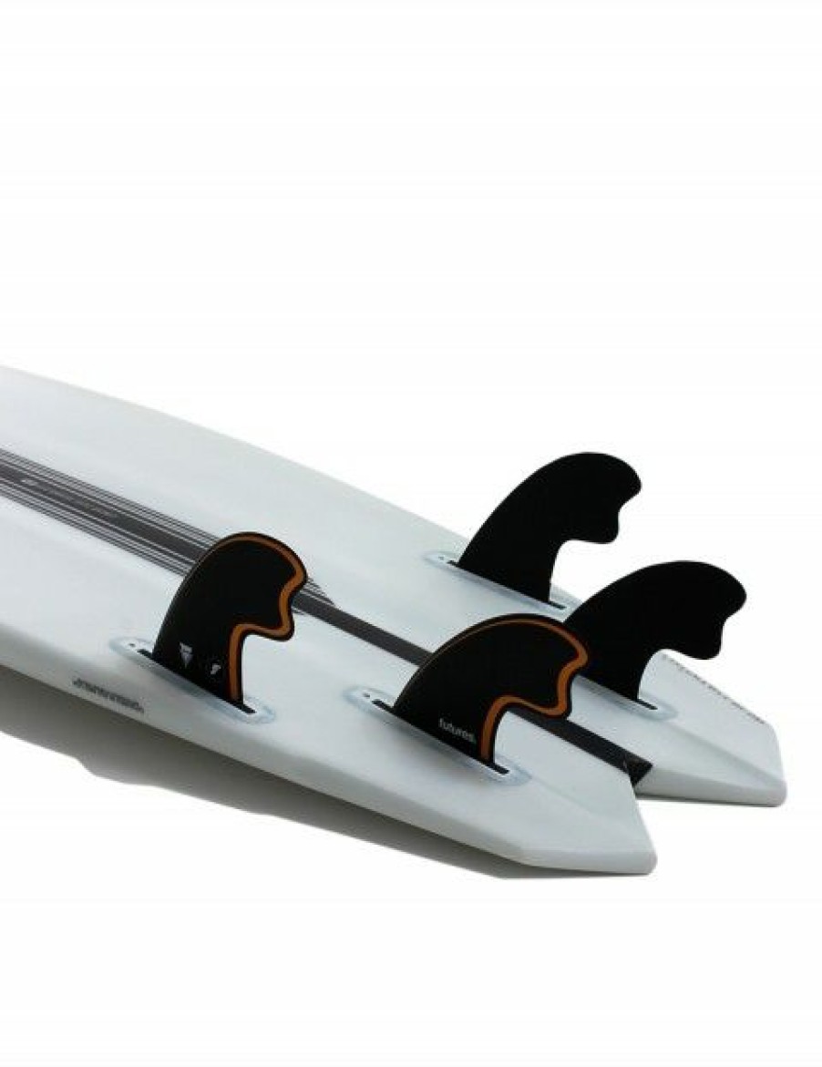 Clearance * Exclusive Futures Tomo Fibreglass Quad Fins Large Black/Orange