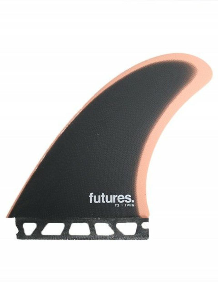 Clearance * Exclusive Futures T2 Fibreglass Twin Fin Set Fins Xlarge Indigo/Rose