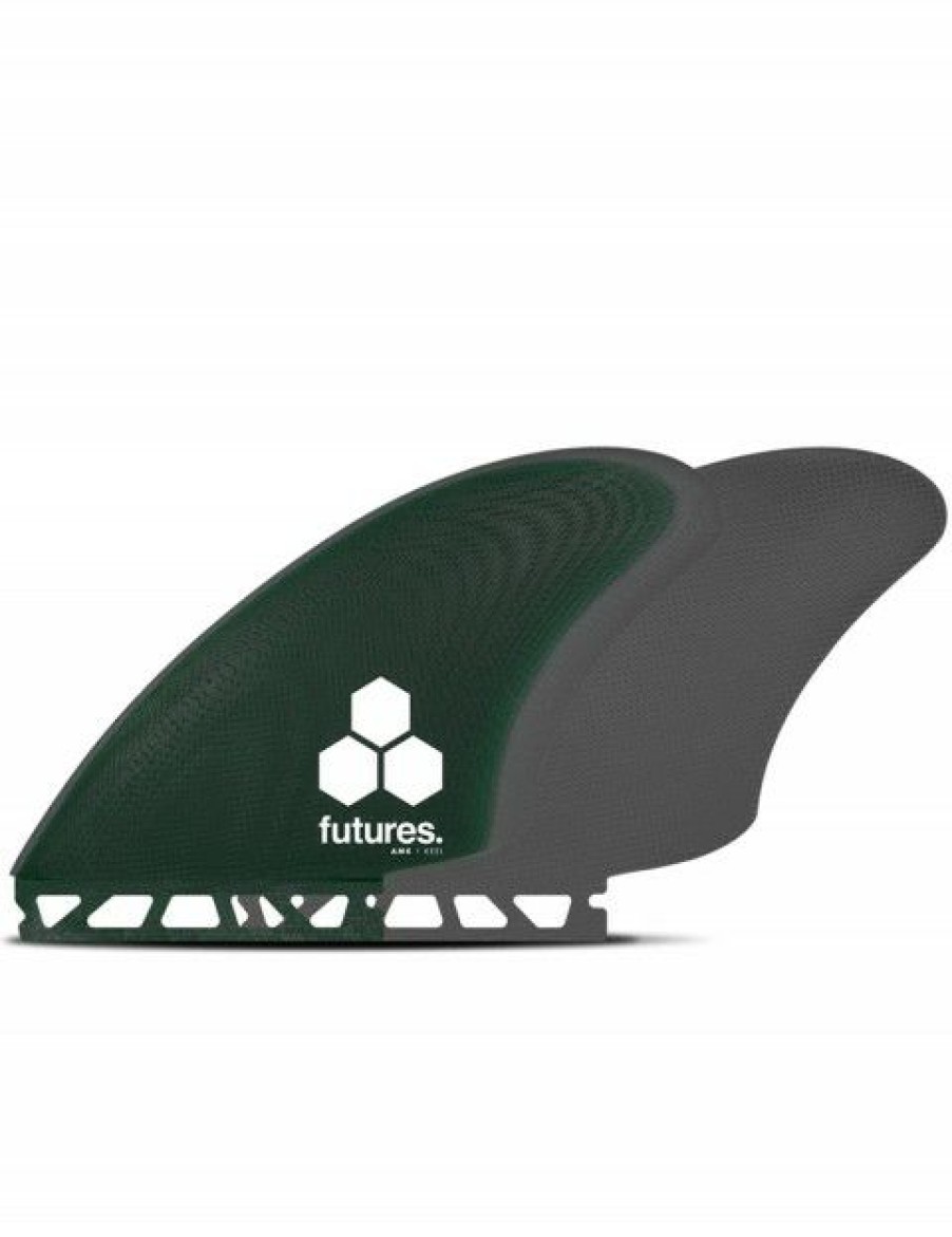 Clearance * Fire Sale Futures Ci Fibreglass Keel Twin Fins X Large Green/Gray